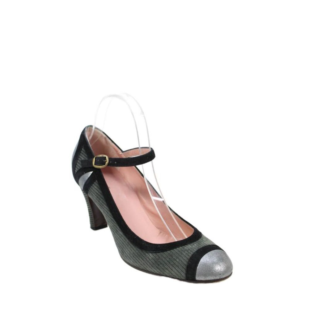 Marc Jacobs Womens Suede Buckled Cap Toe Pump Heels Gray Size 9